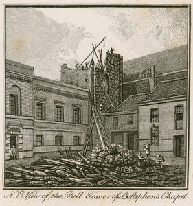 Vue nord-ouest du clocher de la chapelle Saint-Étienne