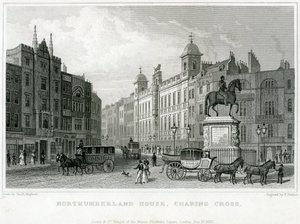 Northumberland House, Charing Cross. Le bureau de loterie de Bish, n° 9 Charing Cross, est à côté de l