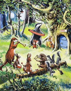 Animaux de la nurserie jouant dans les bois - English School