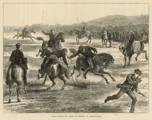 Officiers jouant au polo (hockey à cheval) sur Woolwich Common - English School