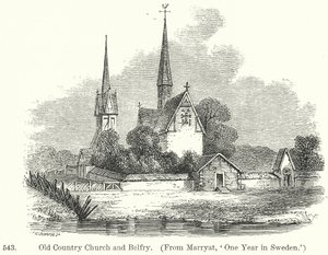 Église et beffroi du Vieux-Pays (gravure)
