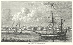 Vieux chantier naval de Deptford (gravure) - English School