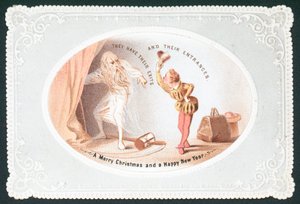 Le vieux père temps, carte de Noël - English School