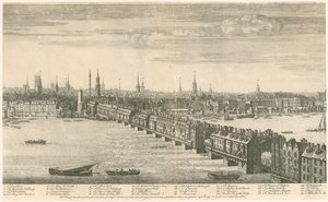 Ancien pont de Londres - Vue de Bucks 1749 - English School