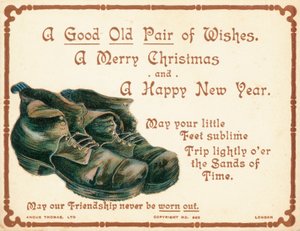 Vieille paire de bottes, carte de Noël - English School