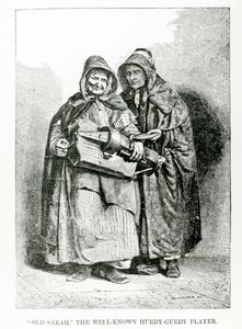 Vieille Sarah, la célèbre joueuse de vielle, vers 1840 - English School