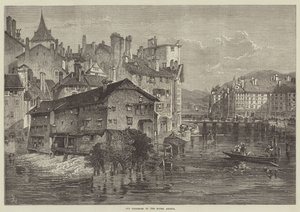 Vieilles tanneries sur le Rhône, Genève (gravure) - English School