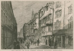 Vieilles maisons à Wych Street, Londres, récemment démolies - English School