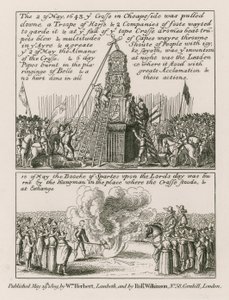 Le 2 mai 1643, la croix de Cheapside, Londres, a été abattue - English School