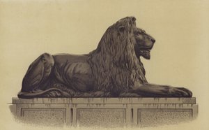 Une des statues de lion de Trafalgar Square, Londres