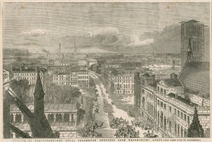Ouverture du Parlement - le cortège royal esquissé depuis l