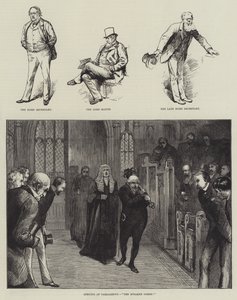 Ouverture du Parlement, "Le président arrive !" (gravure) - English School