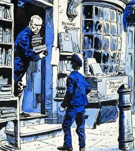 Garçon orphelin arrivant pour travailler à la librairie