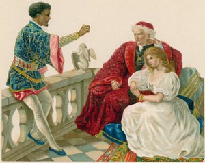 Othello parlant à Desdémone et à son père