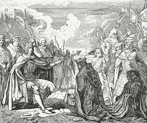 Ottokar II de Bohême rend hommage à Rodolphe Ier, roi d