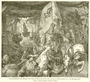 Chute de Rome par les barbares.--Entrée de Théodoric et des Ostrogoths - English School