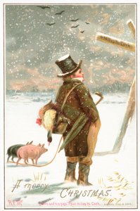 Paddy et ses cochons, 4 miles de Cork, carte de Noël - English School