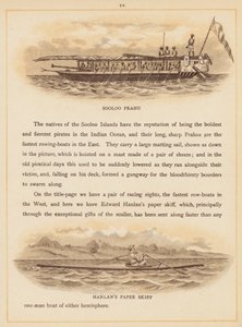 Page de The Boats of the World, fin du 19e siècle (lithographie en couleur) - English School