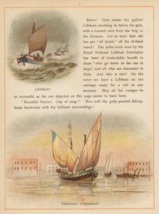 Page de The Boats of the World, fin du 19e siècle (lithographie en couleur) - English School