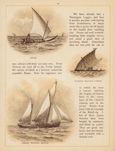 Page de The Boats of the World, fin du 19e siècle (lithographie en couleur) - English School