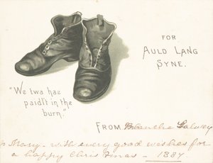 Paire de bottes noires, carte de Noël - English School