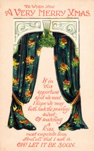 Paire de rideaux, carte de Noël - English School
