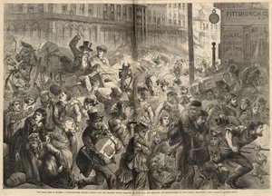 Citoyens paniqués courant devant la maison Sherman