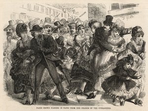 Foule parisienne fuyant la panique causée par la charge des cuirassiers - English School