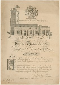 Paroisse de Saint Gilles Cripplegate, invitation pour battre les bornes, 1860