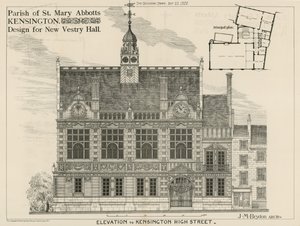 Paroisse de St Mary Abbotts, Kensington, conception pour la nouvelle salle de la vestry - English School