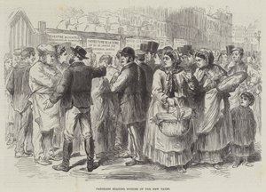 Parisiens lisant les avis des nouveaux impôts (gravure) - English School