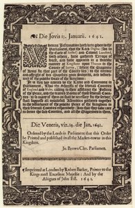 Ordre Parlementaire, 14 janvier 1641 - English School
