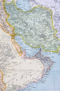 Carte partielle du Moyen-Orient montrant la mer Rouge, le golfe Persique et la Corne de l