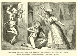 Partridge interrompant les protestations de Tom Jones à Lady Bellaston