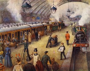 Passagers sur le quai avant le départ du train - English School