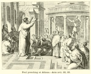 Paul prêchant à Athènes, Actes, xvii, 22, 23 - English School