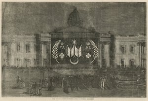 Illuminations de paix ornant la National Gallery - English School