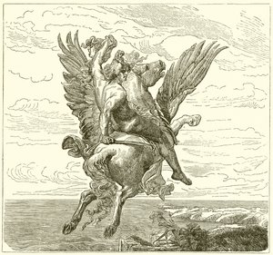 Persée sur le cheval ailé Pégase, avec la tête de Méduse - English School