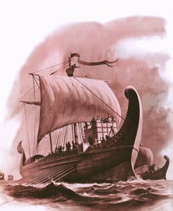 Flotte phénicienne descendant la côte ouest de l