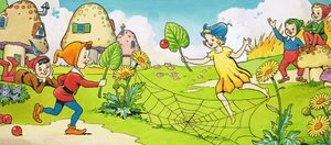 Lutins jouant à une sorte de tennis - English School