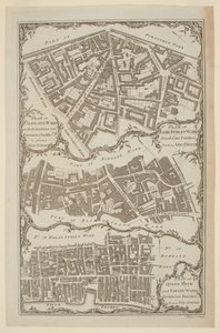 Plan de Queen Hith et Vintry Wards divisés en paroisses d