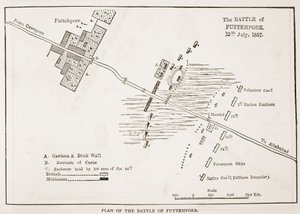 Plan de la bataille de Futtehpore, 12 juillet 1857, de Cassells Illustrated History of England - English School