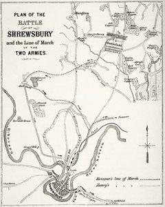 Plan de la Bataille de Shrewsbury, 21 juillet 1403, de 
