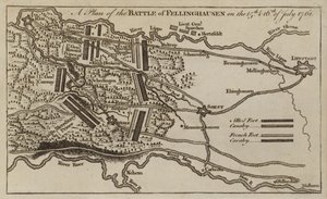 Plan de la bataille de Villinghausen, Allemagne, guerre de Sept Ans, 15-16 juillet 1761 - English School