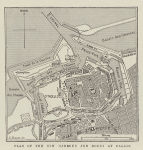 Plan du nouveau port et des docks à Calais (gravure)