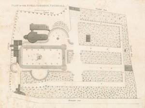 Plan des jardins royaux, Vauxhall, Londres - English School