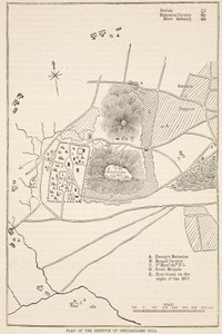 Plan de la défense de Seetabuldee Hill, illustration de Cassells Illustrated History of India par James Grant, pub. 1879 - English School