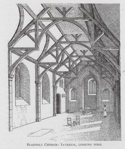Église de Plaxtole, intérieur, vue vers l