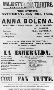 Affiche pour le Théâtre de Sa Majesté, Opéra Italien, 1845