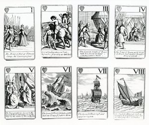 Cartes à jouer représentant les événements de l